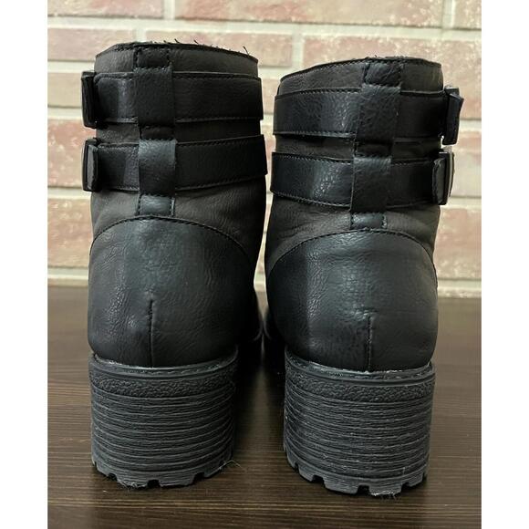 Born Boc Womens Godfrey Combat Boots Olive Black Straps Ankle Block Zip 9.5 - Picture 4 of 9